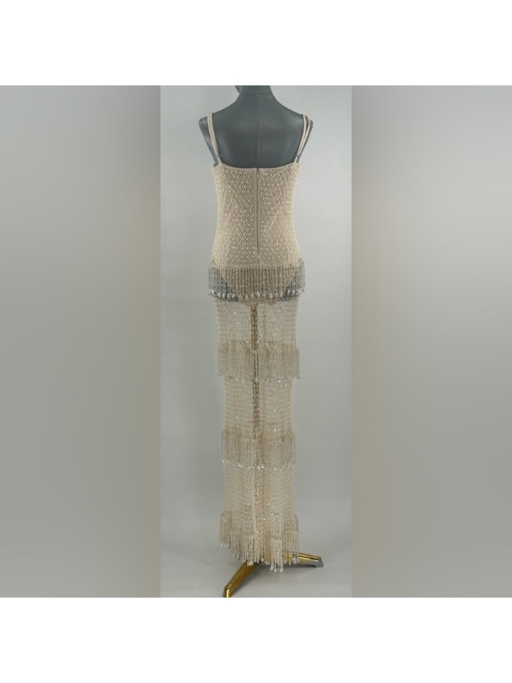 🆕 PATBO 🧿 NWOT Crochet Bloom Beaded Tiered Maxi Dress, Off White - Sz 12 BR44 - Picture 7 of 16